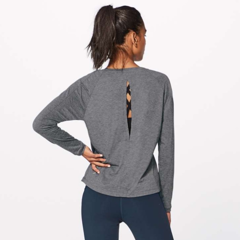 LULULEMON Box It Out Long Sleeve - Heathered Black - W3AQDS - Sz 8